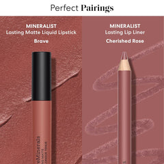 bareMinerals Mineralist lipstick on lips reveals velvet matte finish