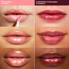 bareMinerals Mineralist Lip Gloss-Balm Cranberry swatch reveals vibrant shine for everyday looks.
