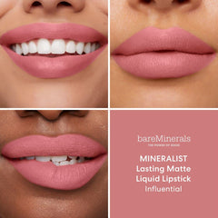 bareMinerals Mineralist velvet matte swatch shows lightweight, non-drying pigment