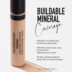 bareMinerals Original Liquid Concealer under-eye application for smoother, more awake-looking skin.
