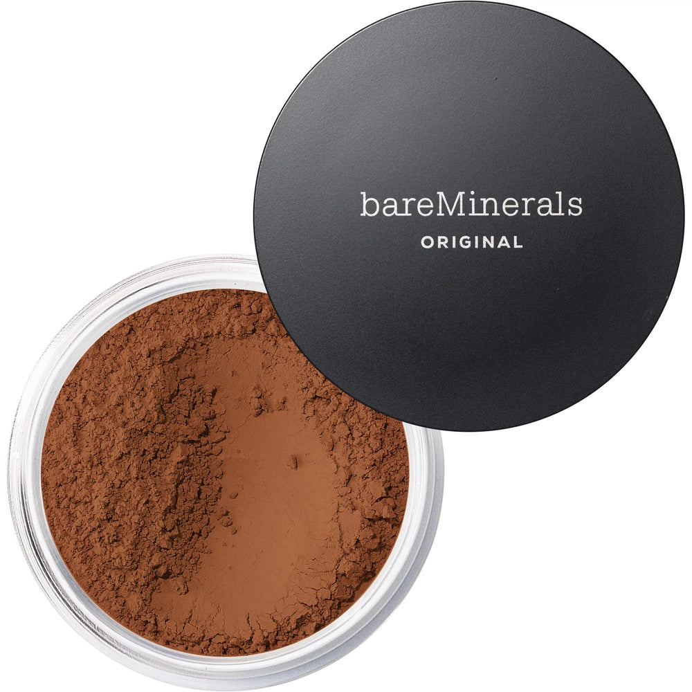 BareMinerals Original loose powder foundation packaging for sensitive skin with vegan formula.