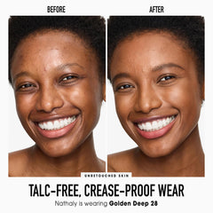 bareMinerals Original Pressed Powder texture close-up highlights talc-free formula.