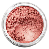BareMinerals Vintage Peach blush jar shows natural warmth from loose minerals.