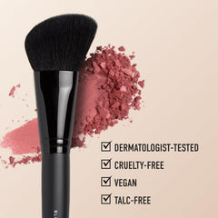 Swirl and buff technique with BareMinerals blush for radiant finish.
