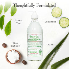 BARR-CO label on glass bottle highlighting plant-based formula