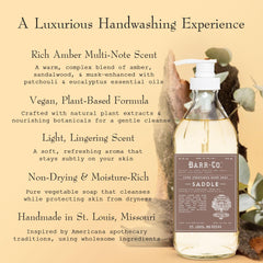 BARR-CO Saddle Hand Soap pump close-up showing easy dispensing for daily handwashing