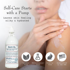 BARR-CO shea-butter-lotion-pump-closeup rich texture for deep hydration