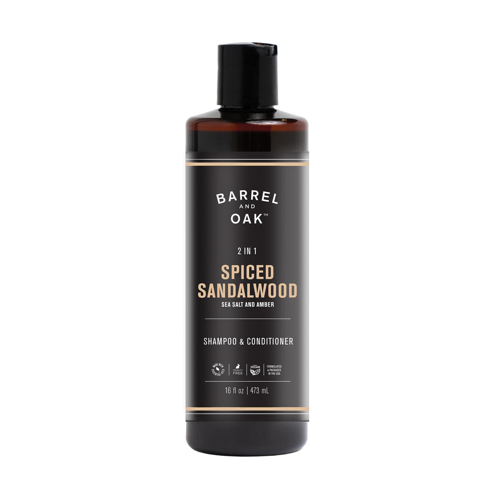 Barrel & Oak bottle pour for convenient 2-in-1 grooming.