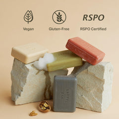 Barrel & Oak exfoliating bar soap with kaolin clay for careful cleansing.