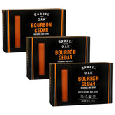 Barrel & Oak exfoliating bar soap with olive stone for a refreshing cleanse and gentle exfoliation.