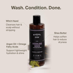 Barrel & Oak Woodland Birch Gift Set packaging showcases vegan, USA-made grooming essentials.