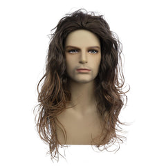 Baruisi long curly brown wig side view suitable for cosplay looks.