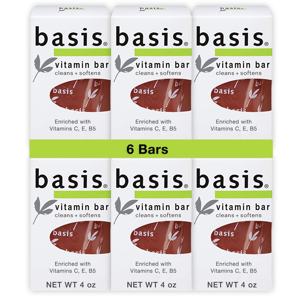 Basis Vitamin Bar Soap close-up of the bar highlighting natural vitamins for nourished skin.
