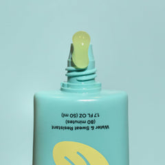 Bask Suncare SPF 40 gel texture close-up highlighting silky, non-greasy finish.