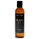 BASK & LATHER Beard Growth Oil bottle pour for easy application and hydration.