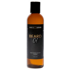 BASK & LATHER Beard Growth Oil bottle pour for easy application and hydration.