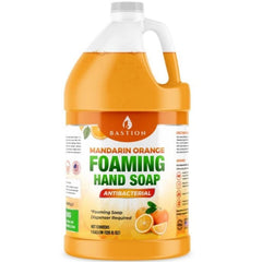 Bastion mandarin orange foaming hand soap bulk refill close-up showing creamy lather