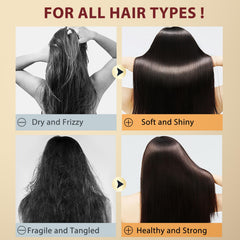 Comb glides through Batana Oil Conditioner treated hair for smooth brushing