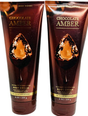 Bath & Body Works Chocolate Amber 2-pack packaging highlights premium cream for hydration
