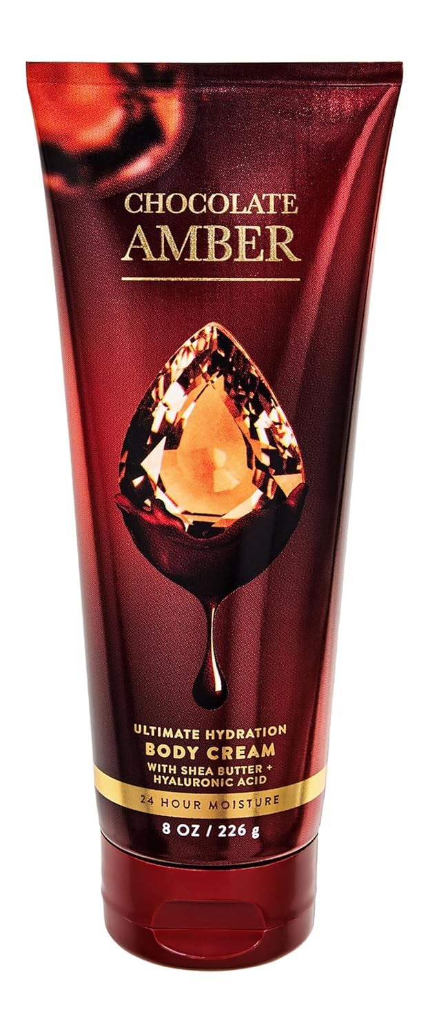 Bath & Body Works Chocolate Amber Ultimate Hydration Body Cream bottle for soft, hydrated skin