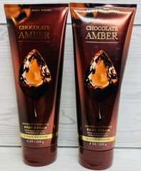 Bath & Body Works Chocolate Amber Ultimate Hydration texture closeup shows rich, velvety formula for smooth skin