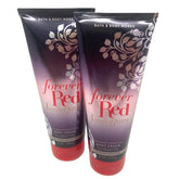 Bath and Body Works Forever Red Vanilla Rum bottle closeup promotes lasting moisture