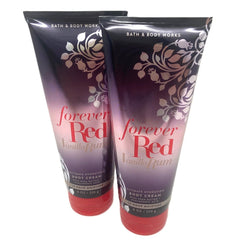 Bath and Body Works Forever Red Vanilla Rum bottle closeup promotes lasting moisture
