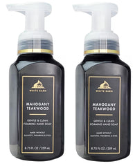 Bath & Body Works Gentle Foaming Hand Soap Mahogany Teakwoods bottle provides soft, creamy lather for clean hands.
