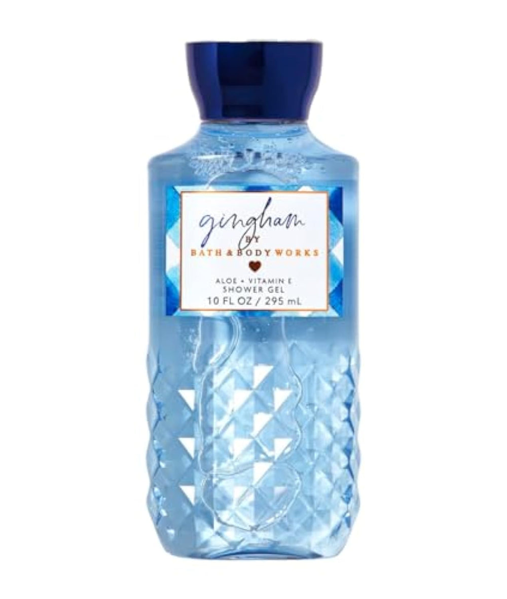 Bath & Body Works Gingham Shower Gel bottle with bright florals and citrus notes for daily cleansing.