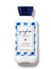 Bath & Body Works Gingham lotion bottle for daily moisturizing with a fast-absorbing, non-greasy feel.