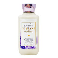 Bath & Body Works Gingham Vibrant lotion bottle highlights rich moisture for all-day softness.