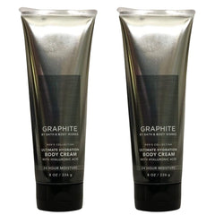 Bath and Body Works Graphite Ultra Hydration Body Cream front view for smooth skin