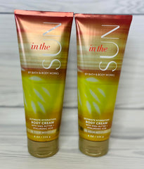 Bath & Body Works In The Sun cream jar with hyaluronic acid for softer skin.