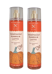 Bath and Body Works Marshmallow Pumpkin Latte mist, two 8 oz bottles for versatile daily fragrance.
