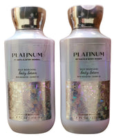 Bath & Body Works Platinum Body Lotion bottle pour showing smooth texture and hydration