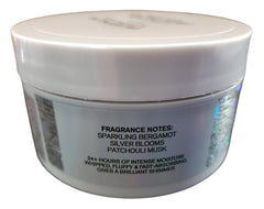 Bath & Body Works Platinum Whipped Body Butter label highlights premium scent and branding.