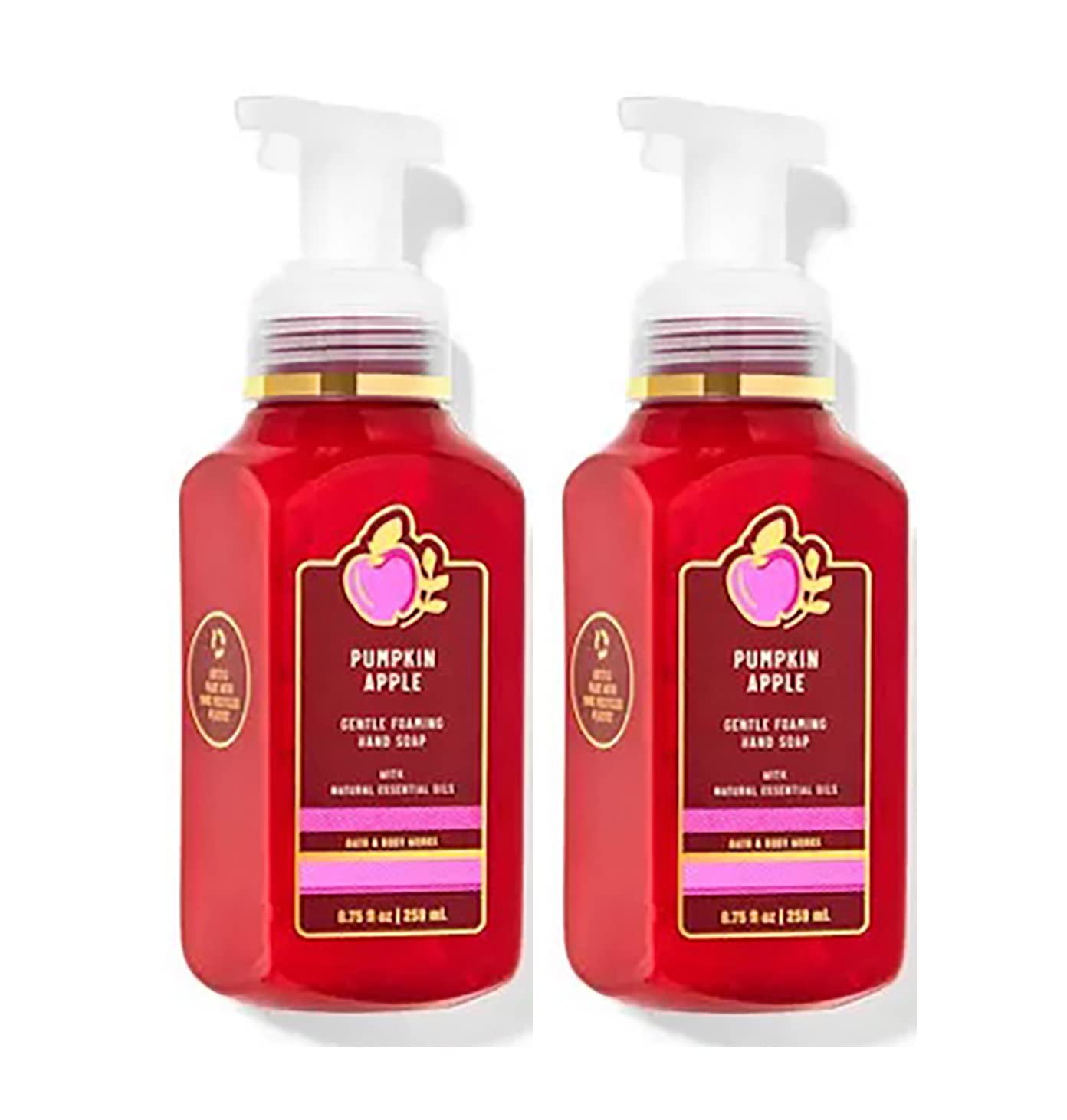 Bath & Body Works Pumpkin Apple foaming hand soap bottle shows rich lather and skin moisturization.