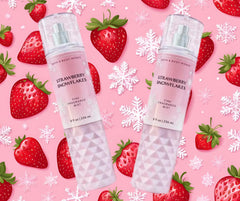 Bottle spray action preview for quick refresh with Strawberry Snowflakes mist.