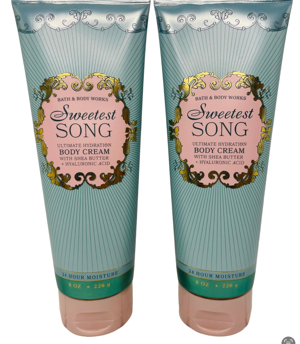 Bath & Body Works Sweetest Song 2-pack packaging highlighting premium hydration for daily use.