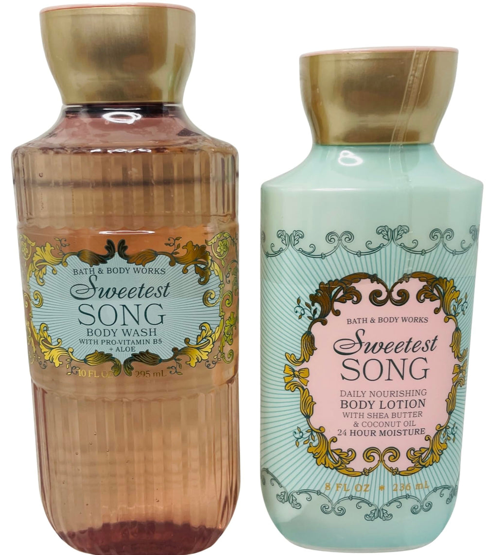 Bath & Body Works Sweetest Song lotion bottle highlighting hydration and fragrance