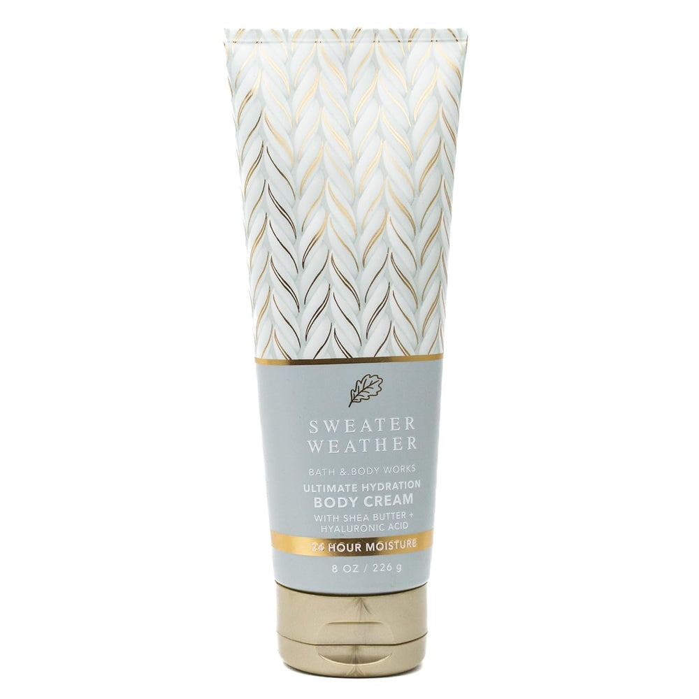 Bath & Body Works Ultimate Hydration Body Cream jar, Sweater Weather, nourishes skin and leaves an inviting scent.