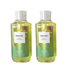 Bath and Body Works Waikiki Beach Coconut shower gel 2-pack moisturizes skin with shea butter and aloe.