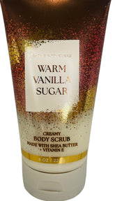 Bath & Body Works Warm Vanilla Sugar body scrub bottle with creamy texture and scent for silky skin.