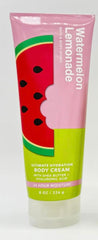 Close-up of Bath and Body Works Watermelon Lemonade cream bottle showing creamy texture.