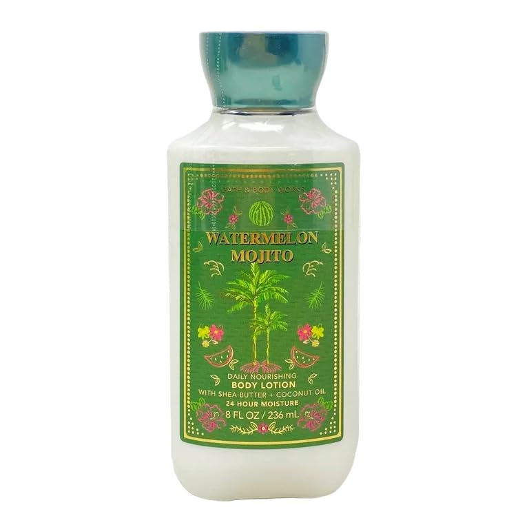 Bath and Body Works Watermelon Mojito 8oz bottle hydrates skin daily with refreshing scent.