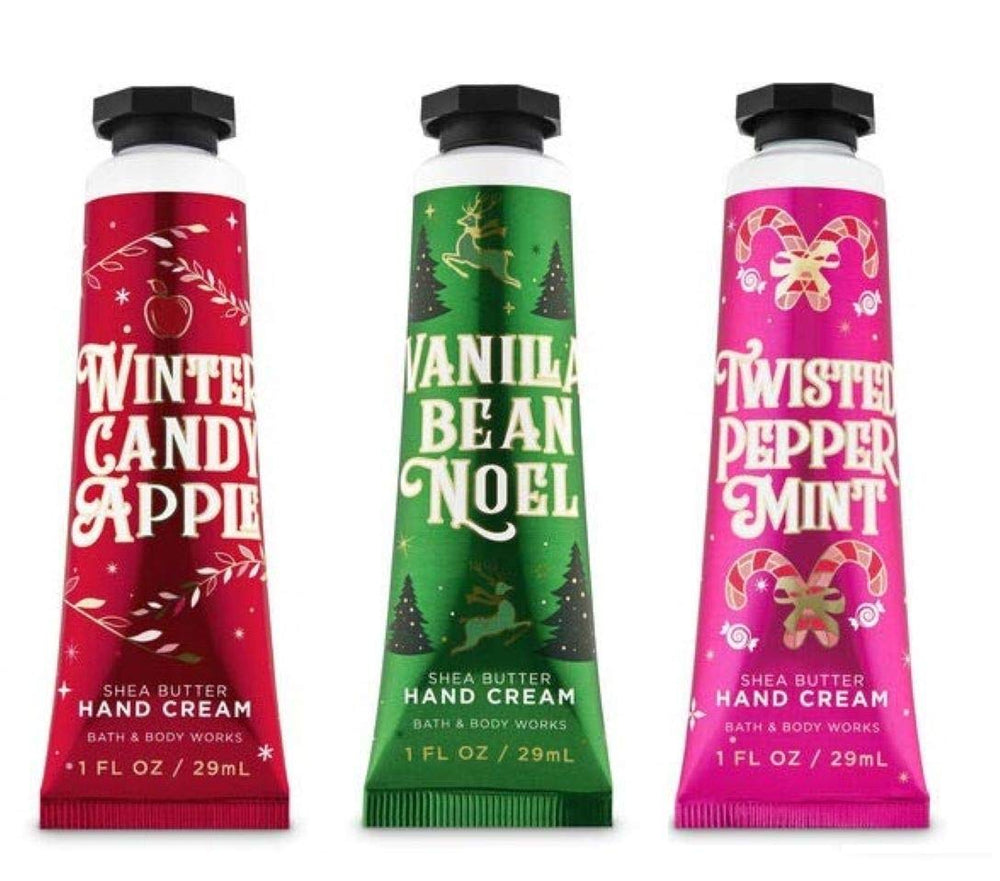 Bath & Body Works Winter Candy Apple hand cream, 1 oz bottle, nourishing care for dry hands.