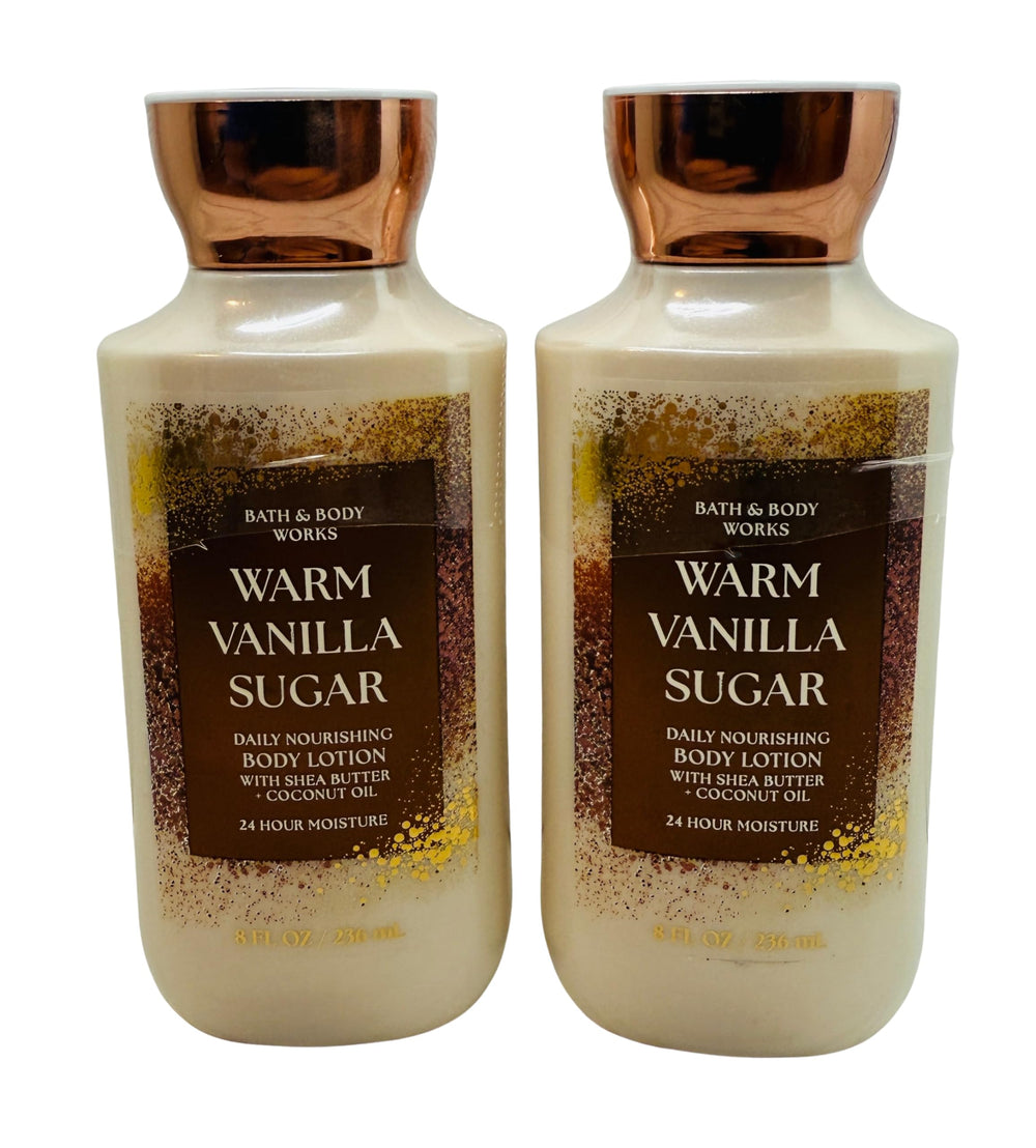 Bath & Body Works Warm Vanilla Sugar lotion bottle front view for daily hydration.