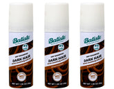 Batiste Dark Dry Shampoo bottle close-up for darker hair with compact 3-pack