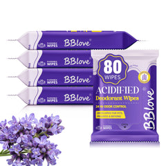 BBlove lavender acidified wipes pack shows all-day freshness, emphasizing product packaging