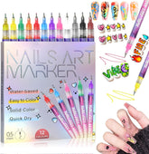BCBU 12-color nail art pens cap close for easy color selection on the go.
